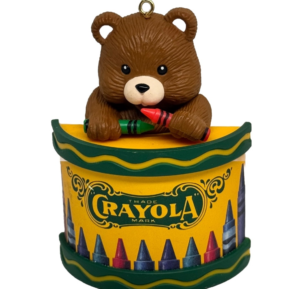 Binney and Smith Christmas Hanging Ornament CRAYOLA BEAR with CRAYONS  1992